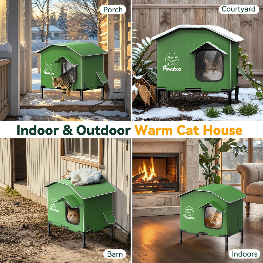 Pawaboo heated cat house versatile use on porches barns and gardens
