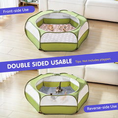 Pawaboo hexagon-design image demonstrates spacious padding for guinea pigs and rabbits.