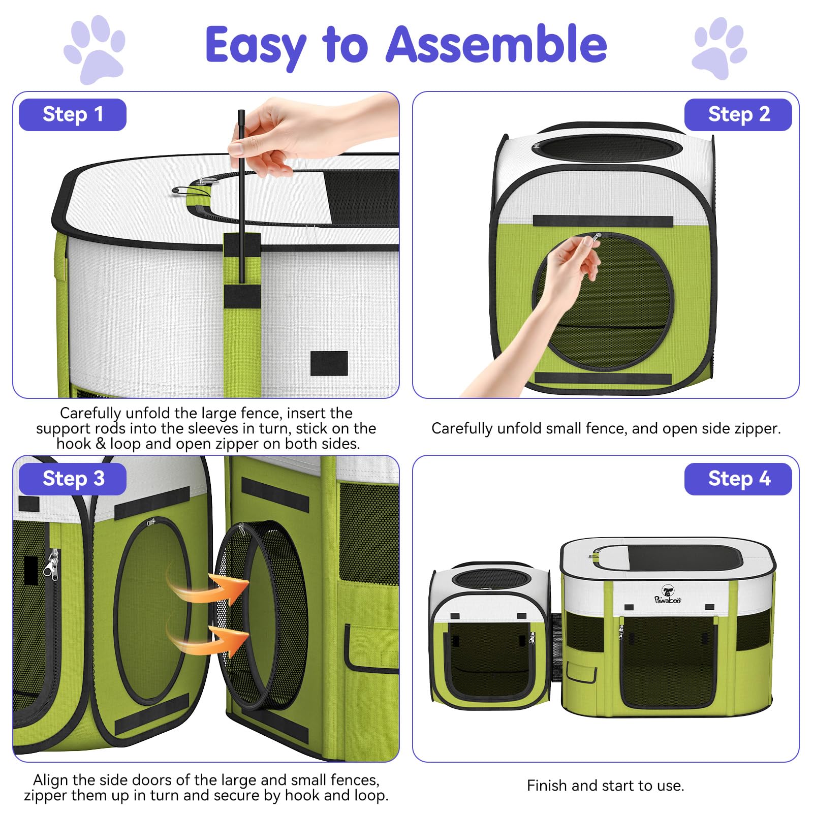 Pawaboo indoor-outdoor pet enclosure suited for living rooms and backyards.