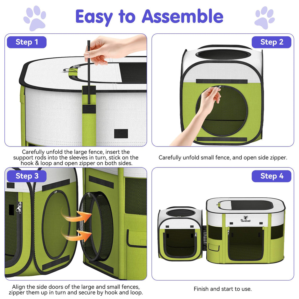 Pawaboo indoor-outdoor pet enclosure suited for living rooms and backyards.