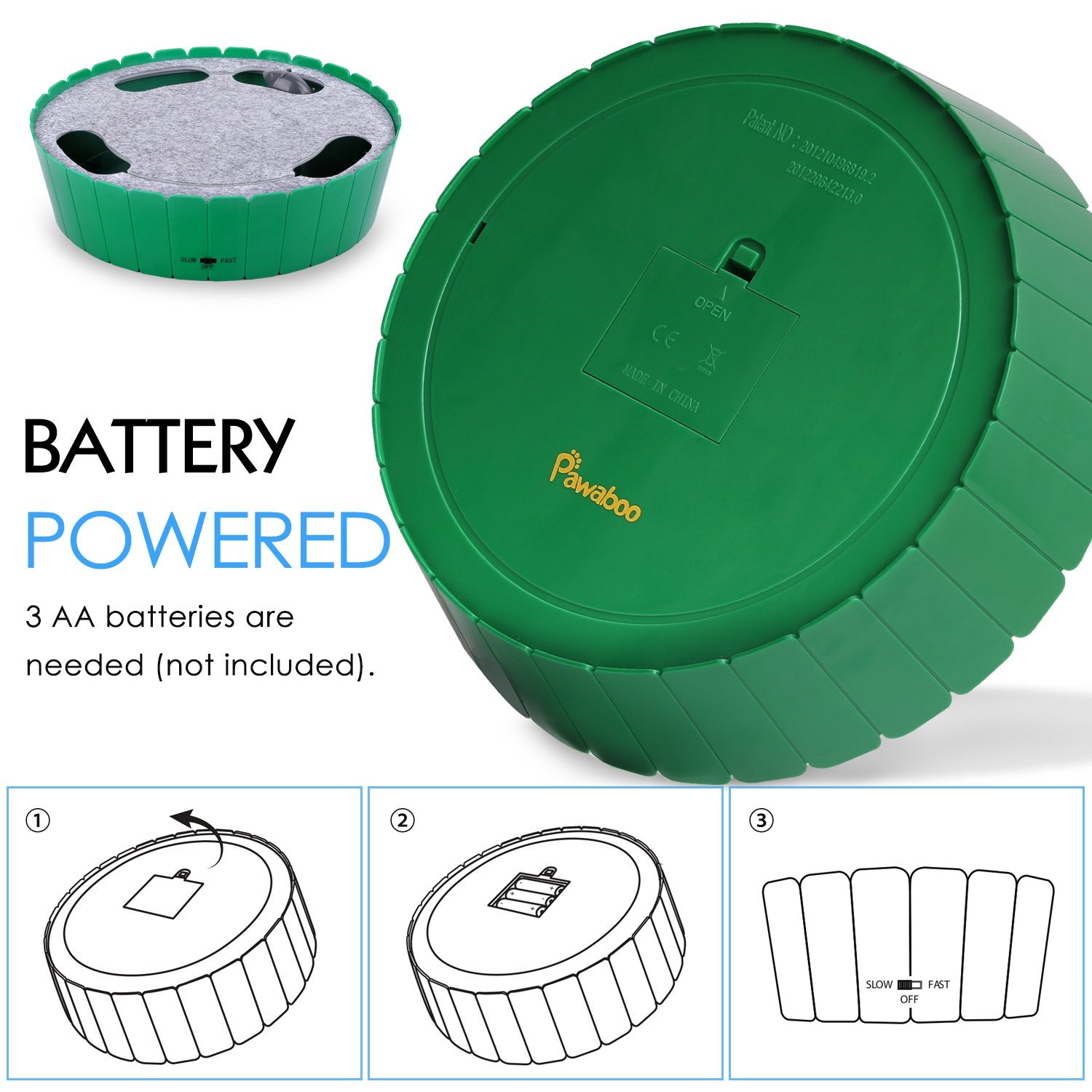 Pawaboo interactive cat toy indoor-play-green invites cozy cat sessions and family fun.