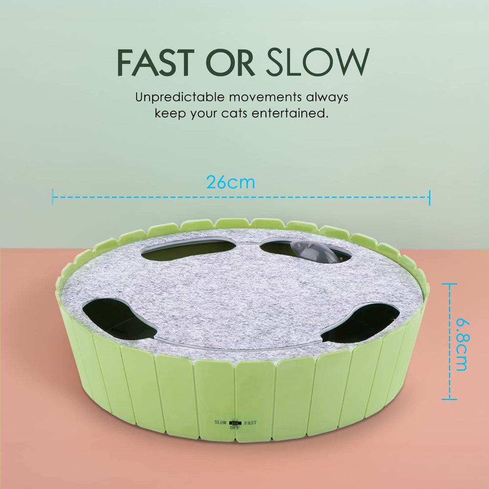 Pawaboo interactive toy running mouse battery compartment illustrates simple on-off setup.
