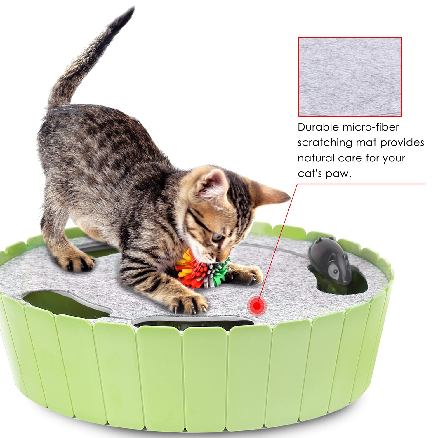 Pawaboo mint-green toy close-up shows safe, cat-friendly materials for peace of mind.