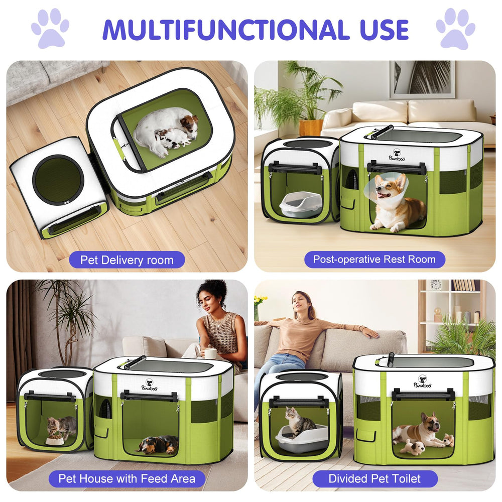 Pawaboo versatile large-and-small enclosures setup expands play space.