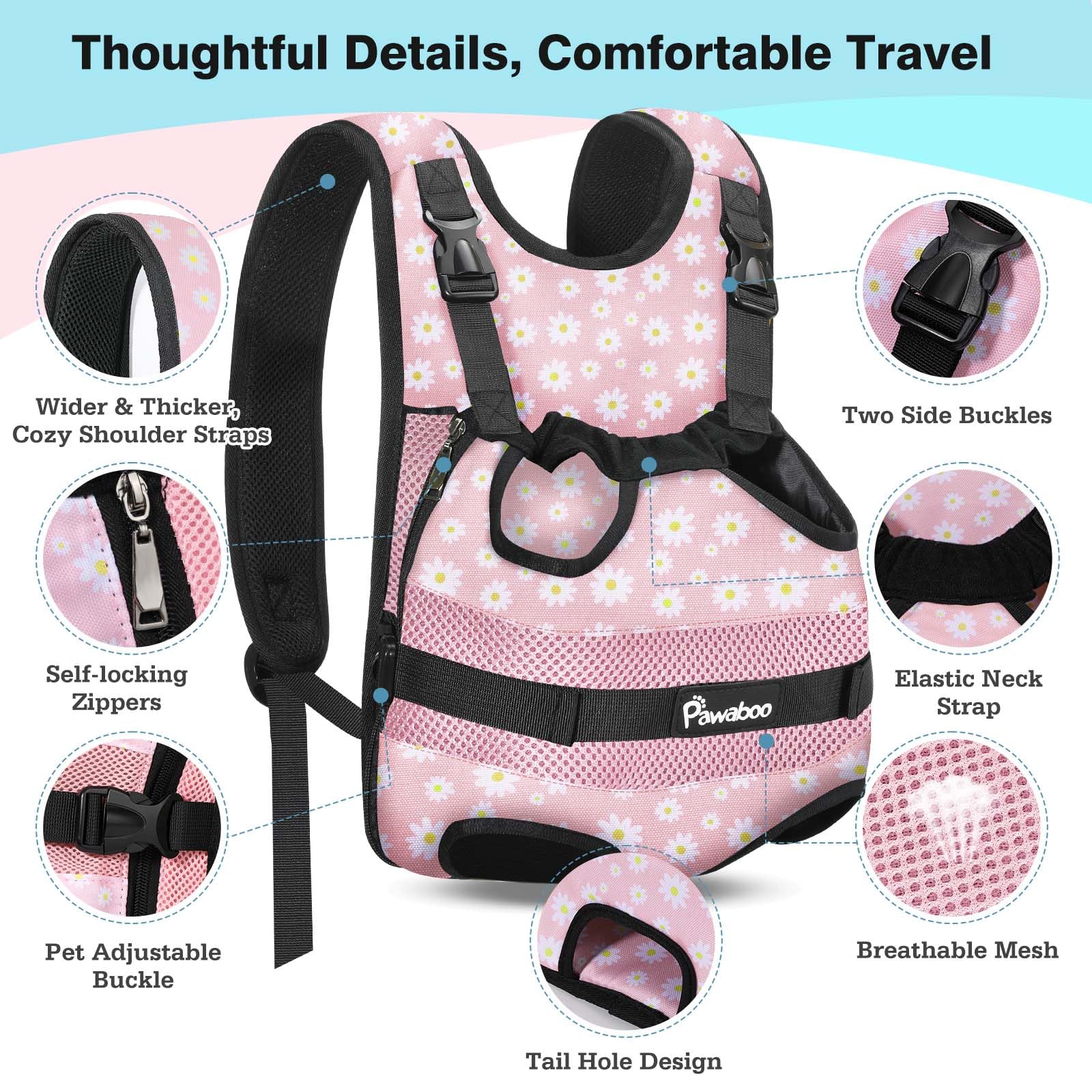 Pawaboo legs-out design supports relaxed, natural leg positioning during outdoor activities