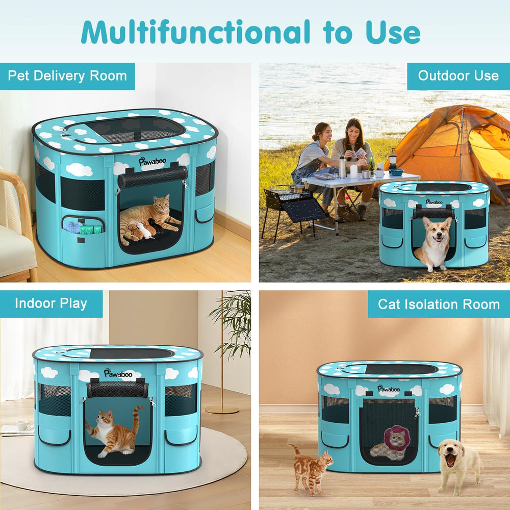 Pawaboo multiuse playpen serves as kennel, play area, or maternity ward.