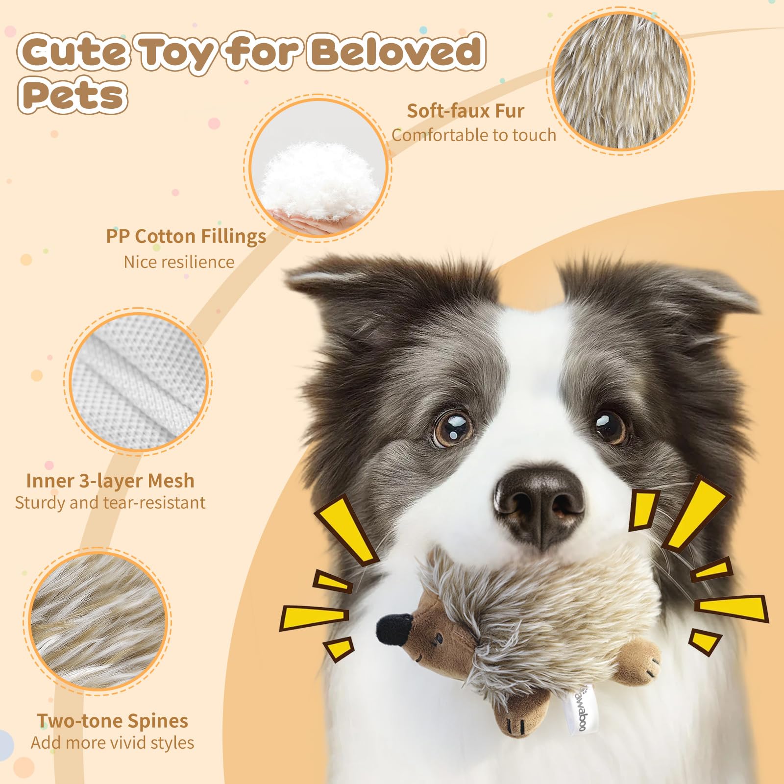 Pawaboo peluche duradero para perro 2pack: material resistente para mordidas prolongadas.