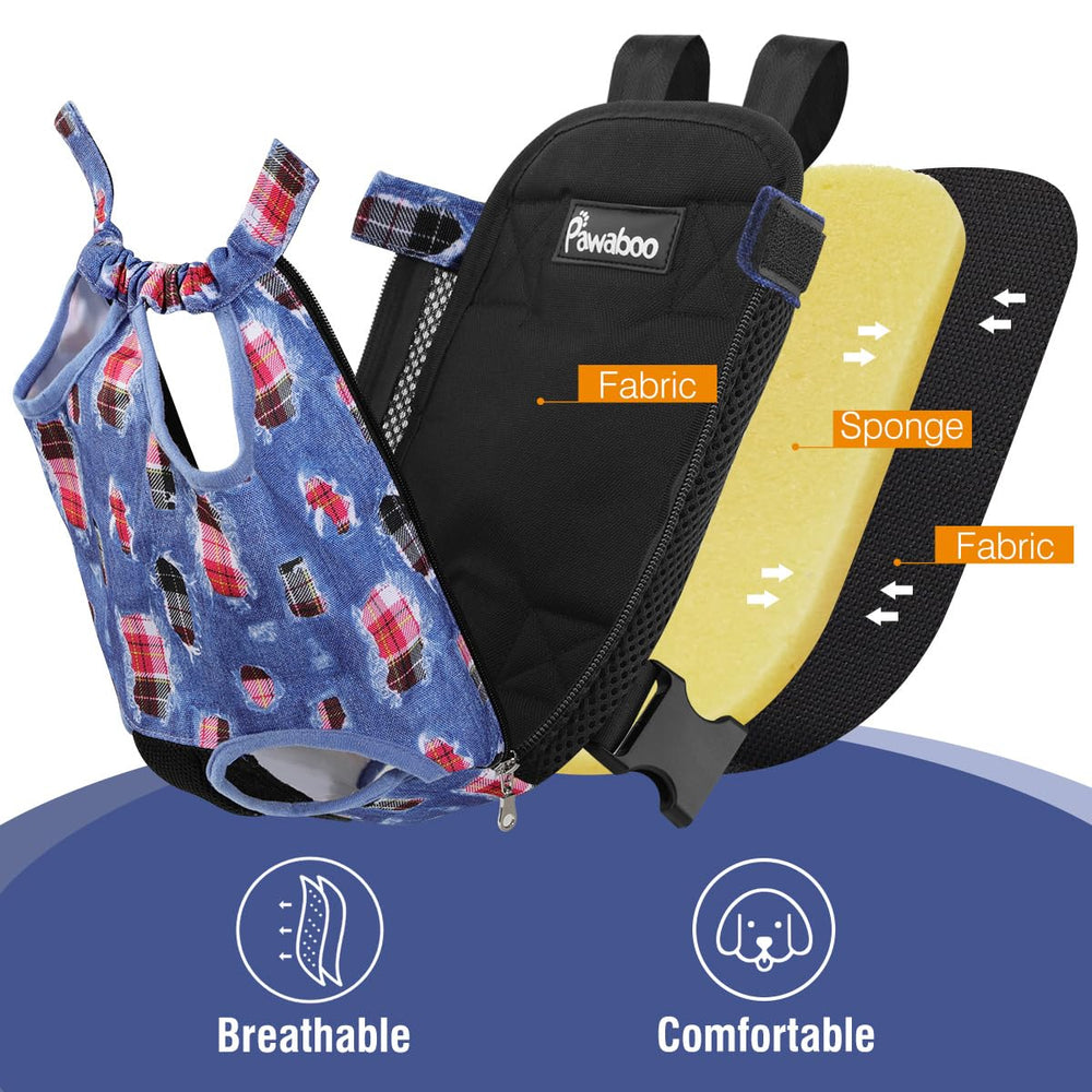 Pawaboo Pet Carrier Backpack quick-release buckles in-use outdoors.