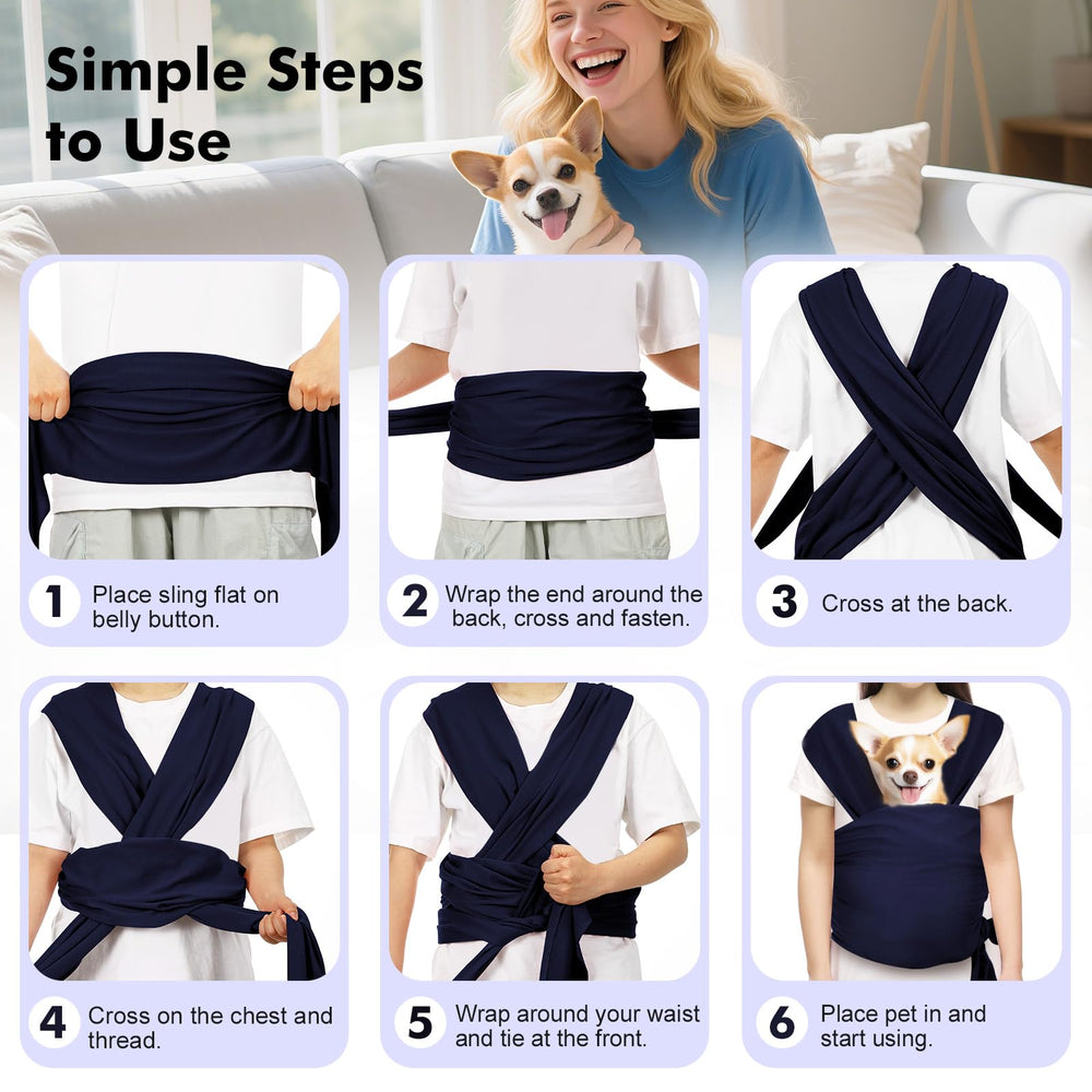 Pawaboo sling being used for veterinary visit or doctor trip.