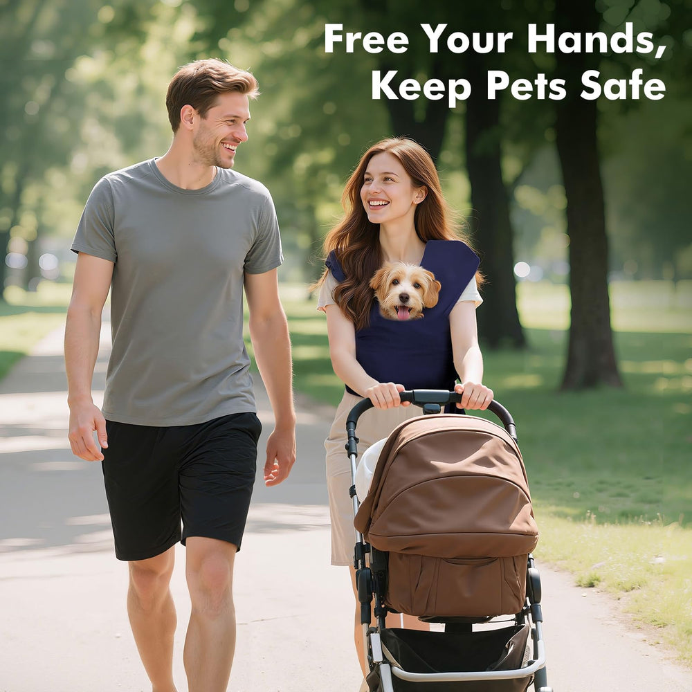 Pawaboo sling carrier side profile highlighting soft cotton fabric and cozy pet hug.