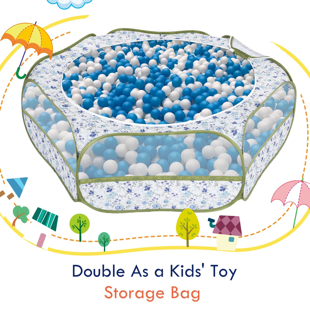 Pawaboo playpen blue white flower design brightens any setup