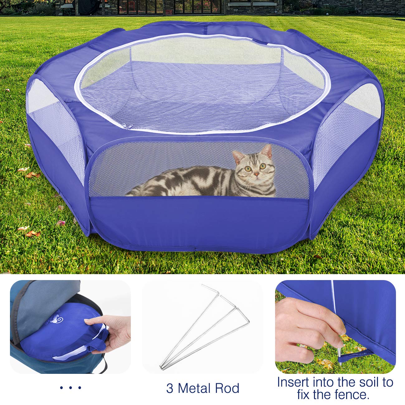 Pawaboo Indigo playpen open with spacious 52 by 15-inch interior