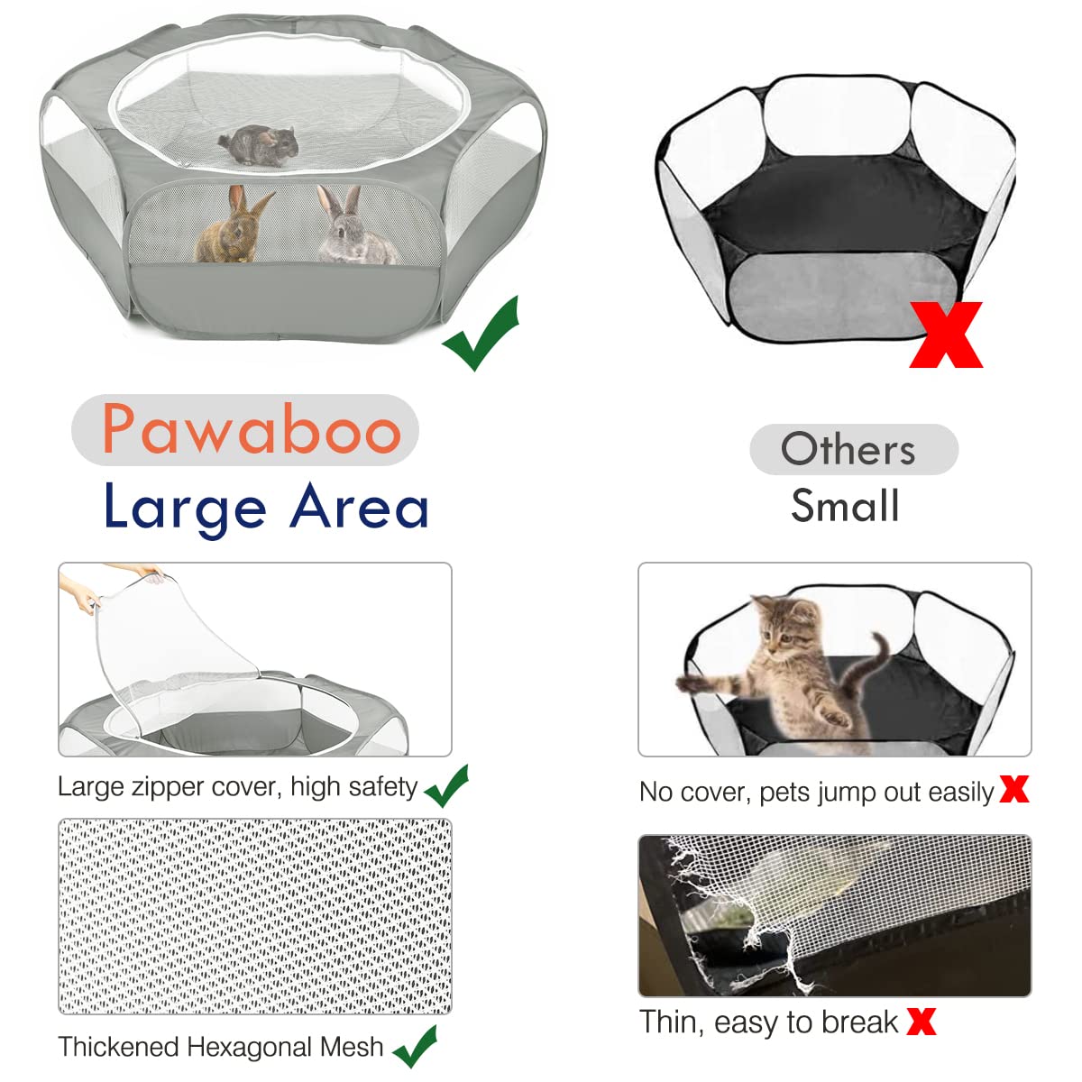 Pawaboo playpen folds open quickly for easy setup.