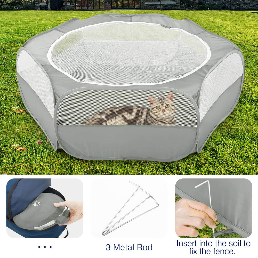 Pawaboo playpen includes 3 ground pegs for stable outdoor placement.