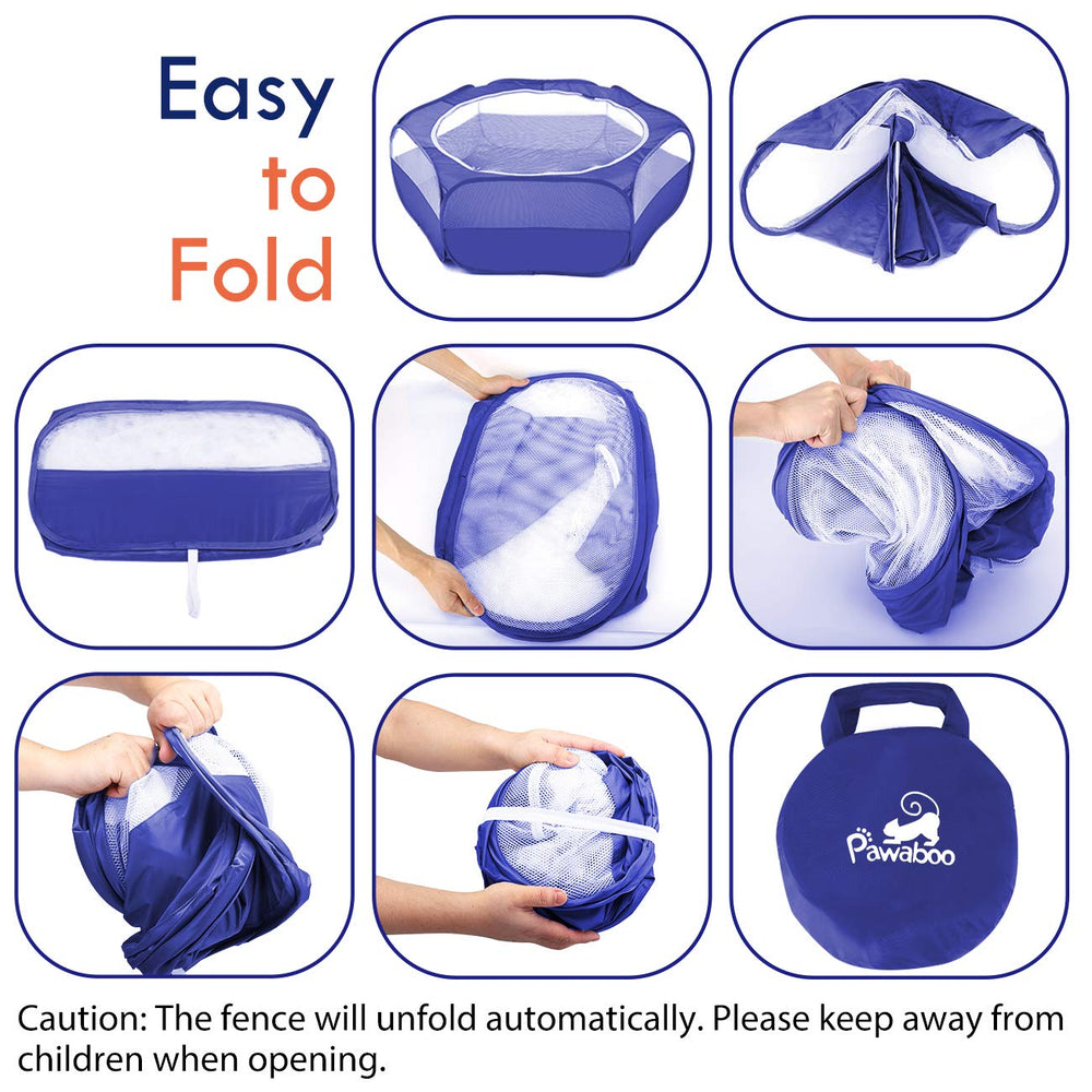 Pawaboo Indigo playpen close-up of high-density mesh resisting chewing
