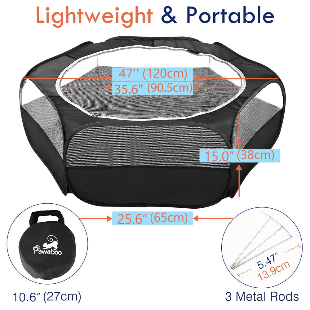 Pawaboo playpen three metal rods provide stability in windy spaces.