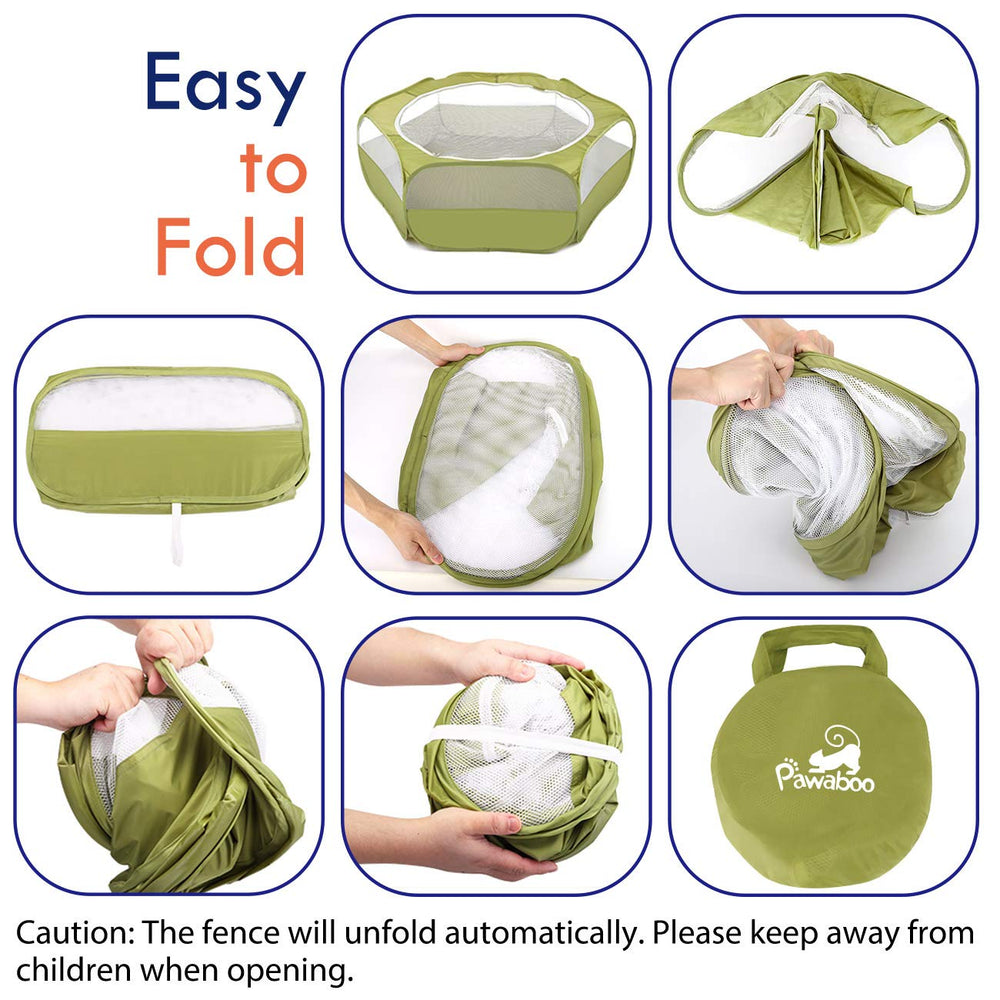 Pawaboo playpen top mesh zipper opening enhances ventilation and easy access