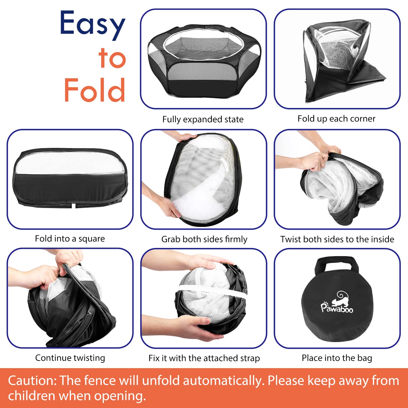 Pawaboo playpen unfolded to 133 cm by 38 cm for roomy pet play.