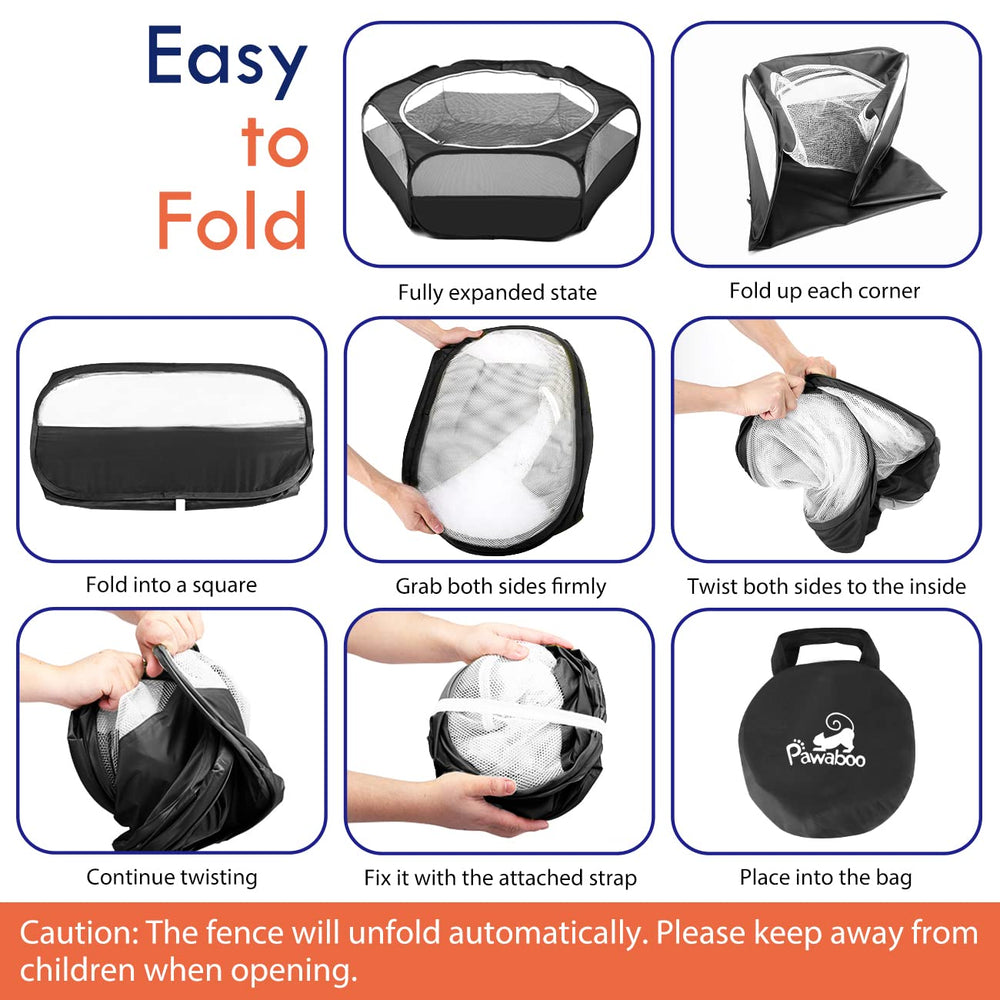 Pawaboo playpen unfolded to 133 cm by 38 cm for roomy pet play.