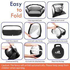 Pawaboo playpen unfolded to 133 cm by 38 cm for roomy pet play.