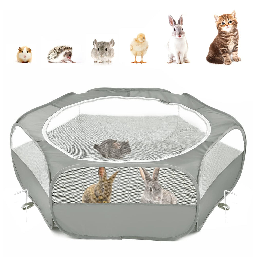 Pawaboo playpen with upgraded mesh resists chewing for small pets.