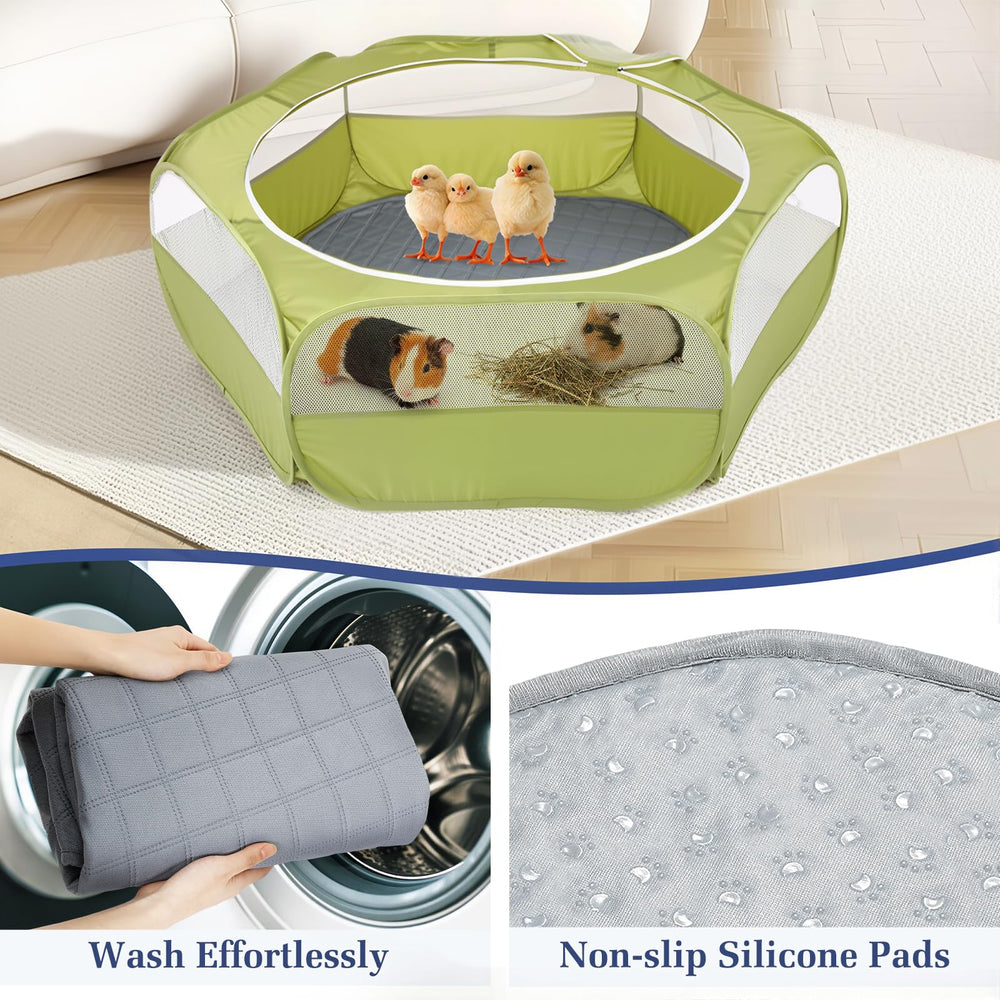 Pawaboo playpen waterproof base pad reflects mess-free training and simple cleaning.