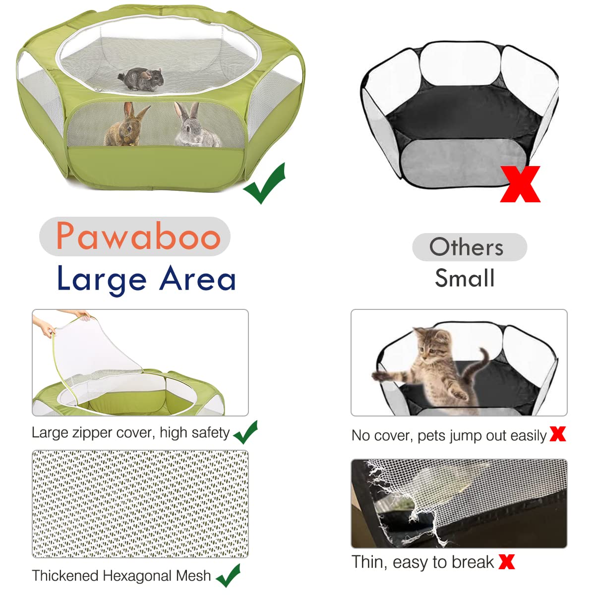 Pawaboo playpen waterproof bottom protects floors during messy mealtime and play