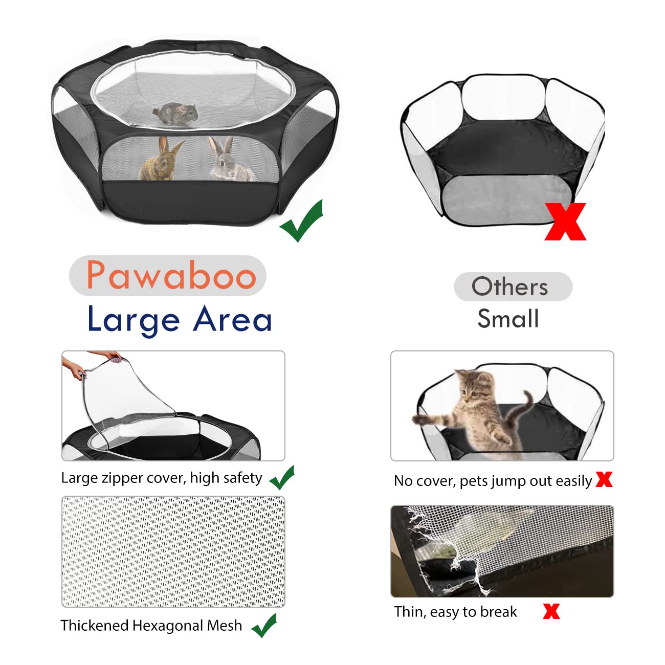 Pawaboo playpen waterproof bottom protects floors during outdoor use.