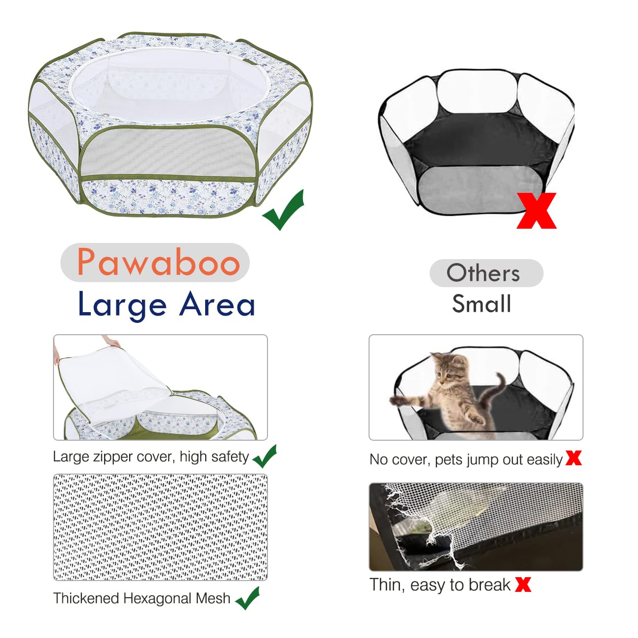 Pawaboo playpen waterproof bottom protects floors during playtime