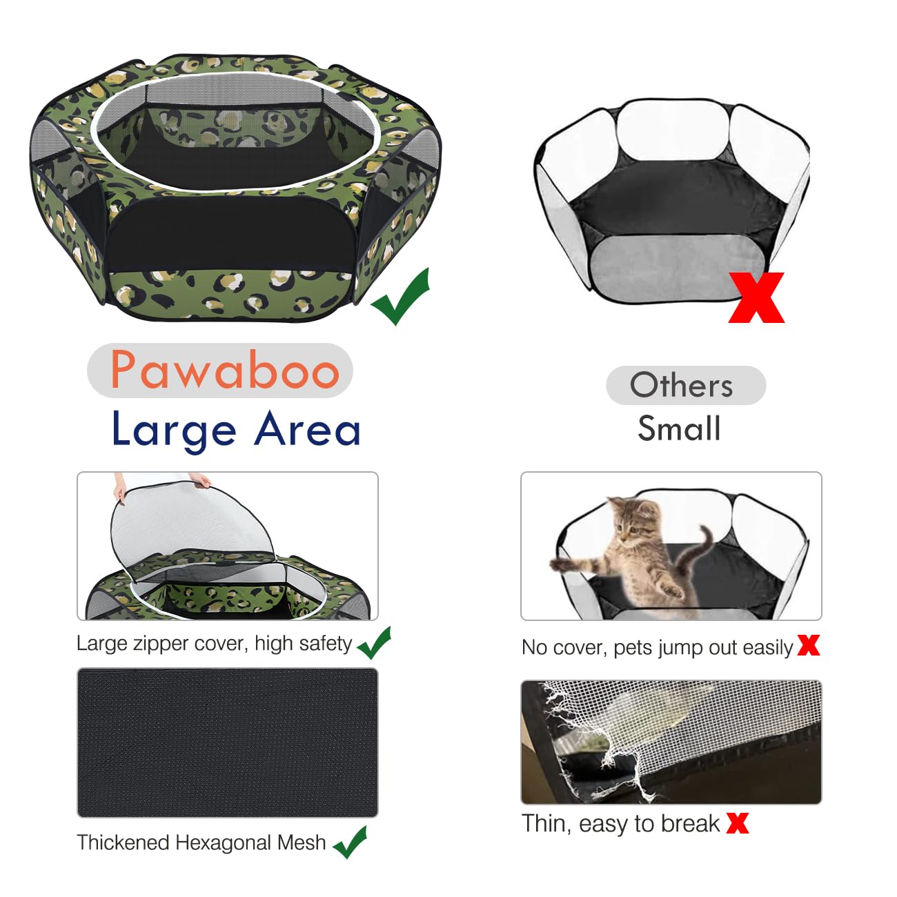 Pawaboo playpen zippered cover closeup for easy access and handling