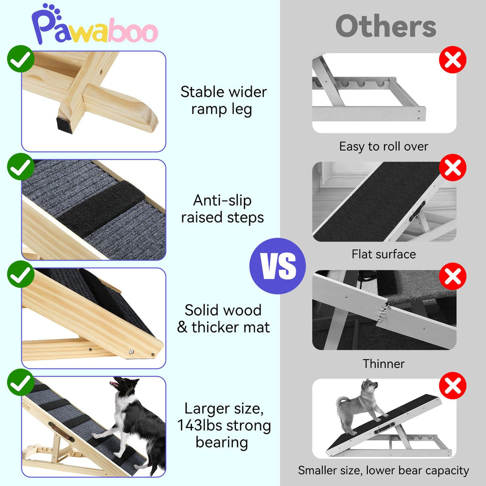 Pawaboo wide ramp supports pets up to 143 lbs.