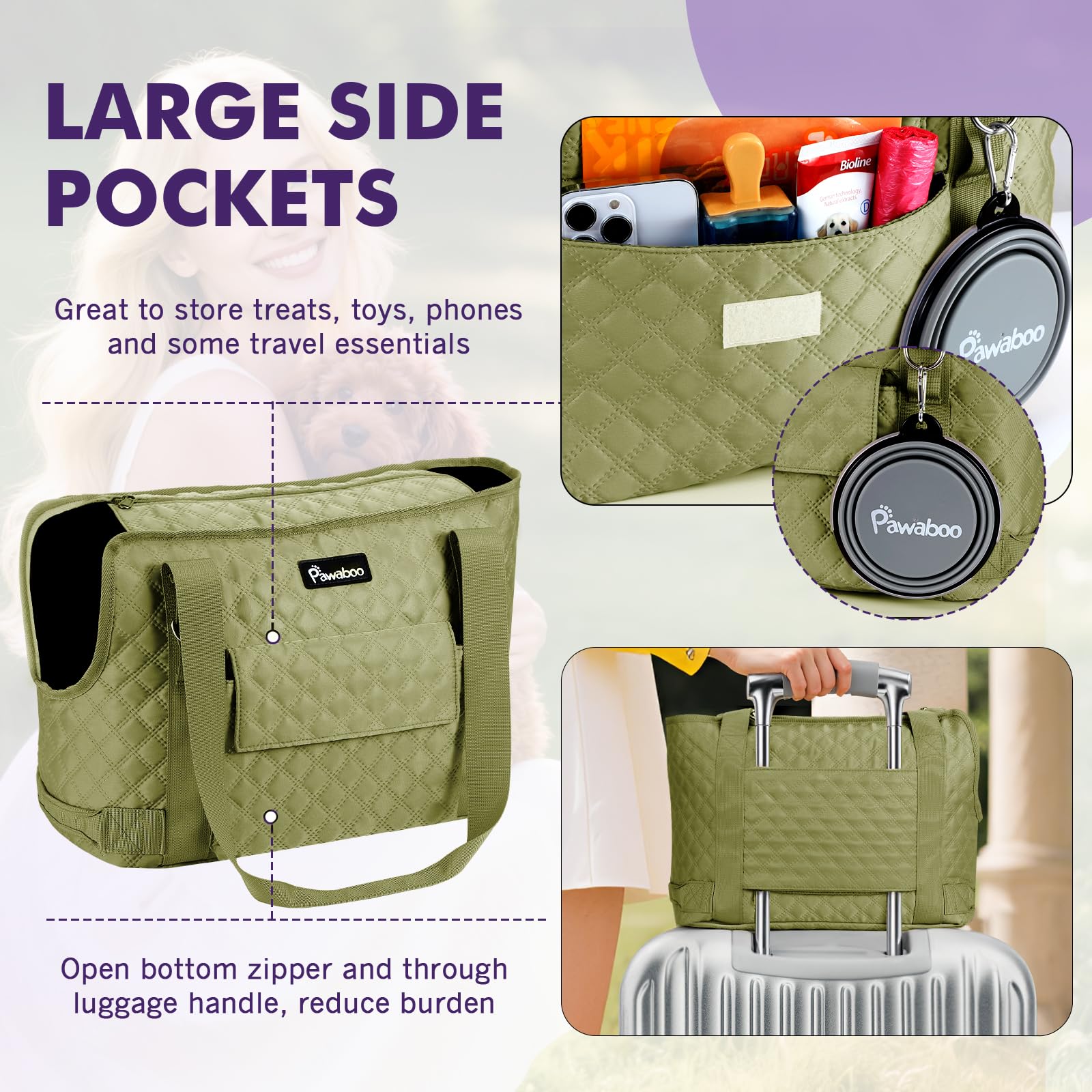 Pawaboo purse with front and back pockets for essentials.
