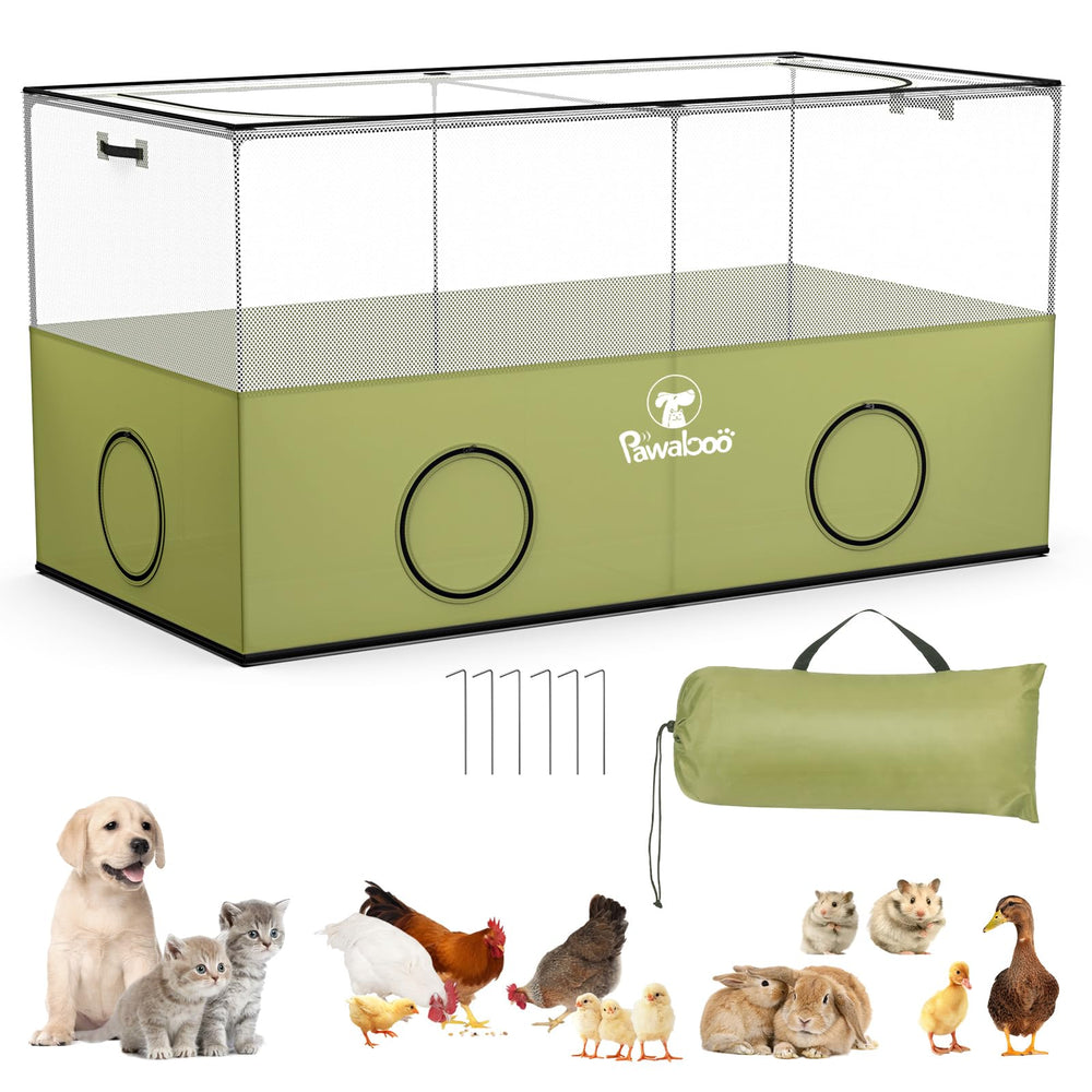 Pawaboo small animal playpen green outer view showing spacious enclosure
