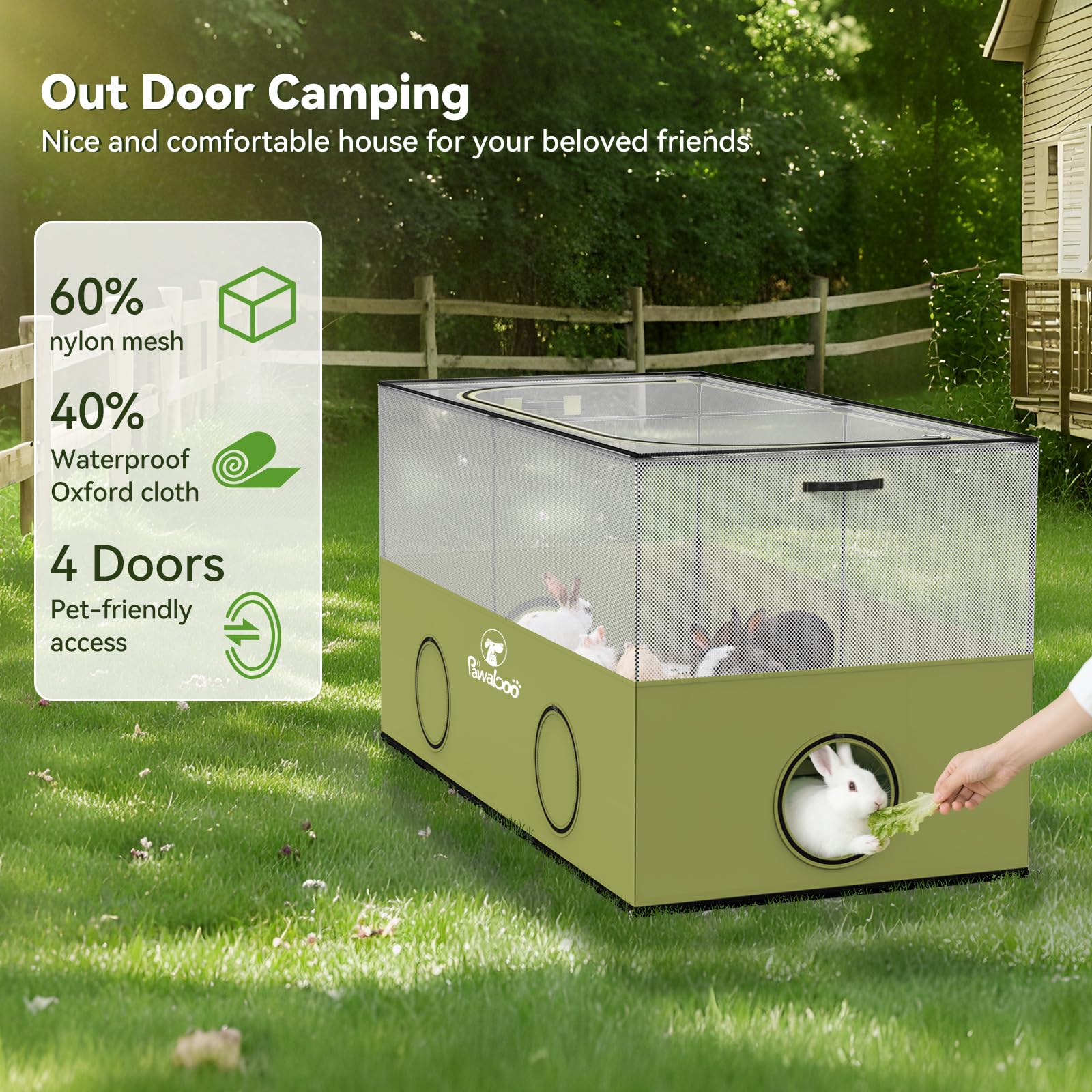 Pawaboo small animal playpen green stakes secure base for outdoors
