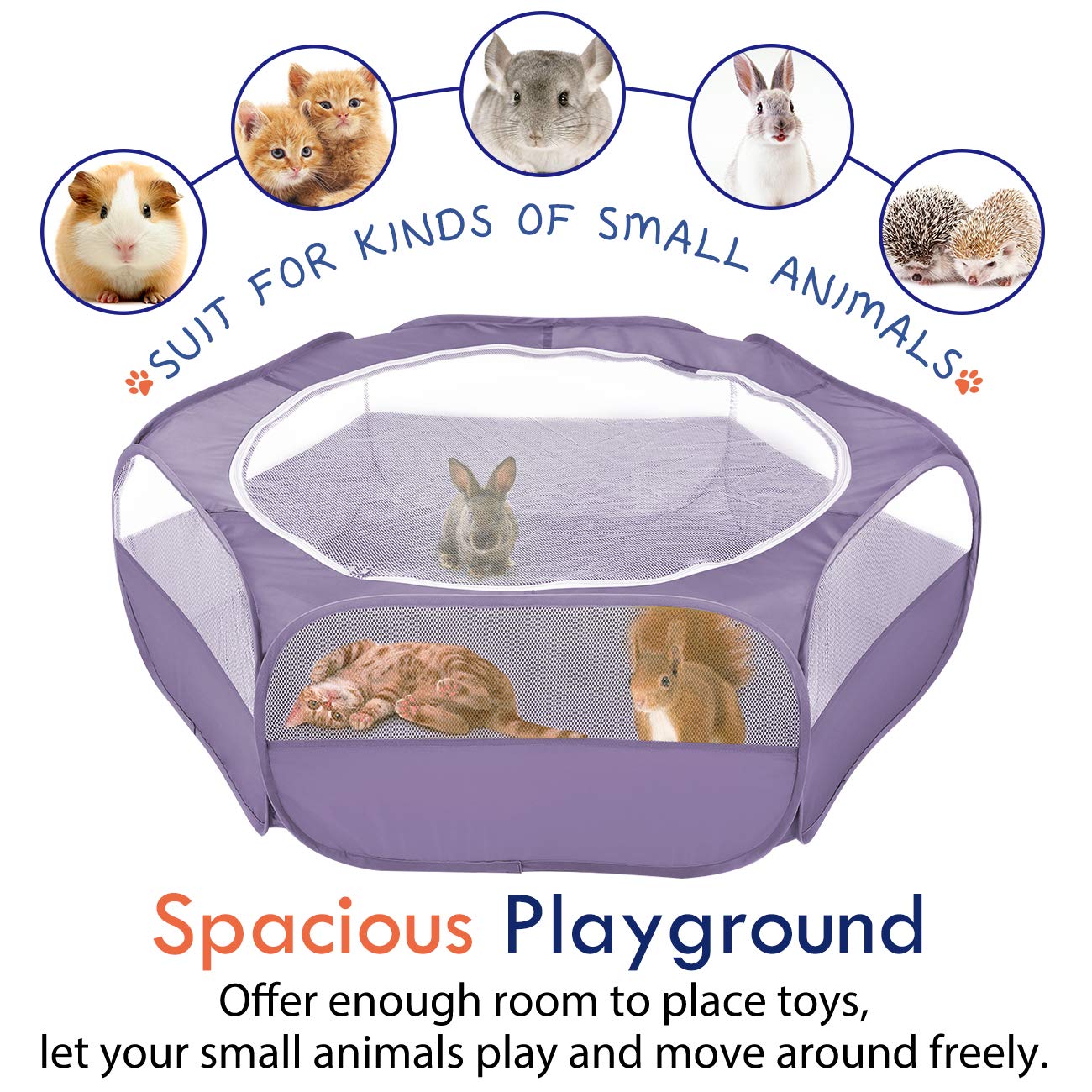 Pawaboo small animals playpen with 3 metal rods – sturdy support for stable enclosure.