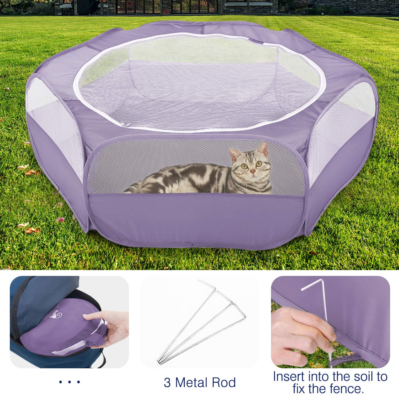 Pawaboo small animals playpen folded compact – easy storage when not in use.