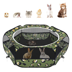 Pawaboo small animals playpen leopard cover shows durable pet enclosure for indoor or outdoor play