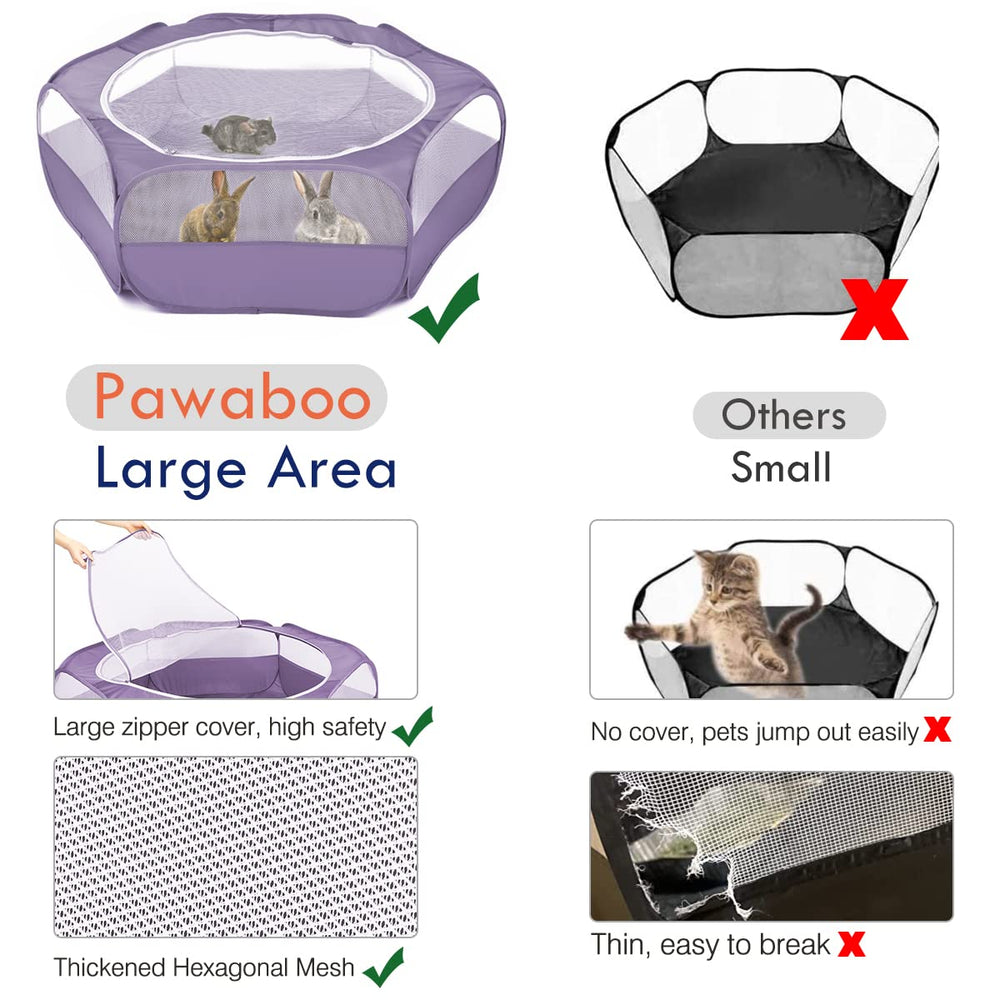 Pawaboo small animals playpen upgraded mesh – durable chew-resistant mesh for safe exploration.