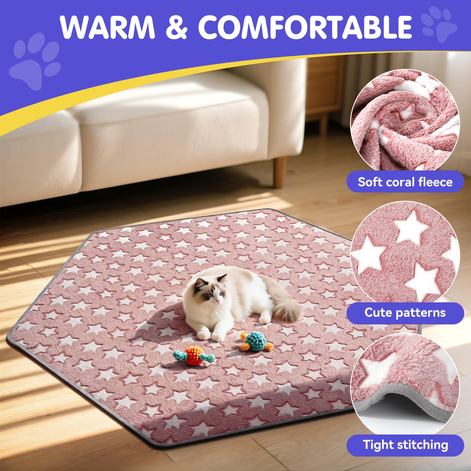 Pawaboo soft coral fleece two-sided close-up emphasizes warm, skin-friendly touch.