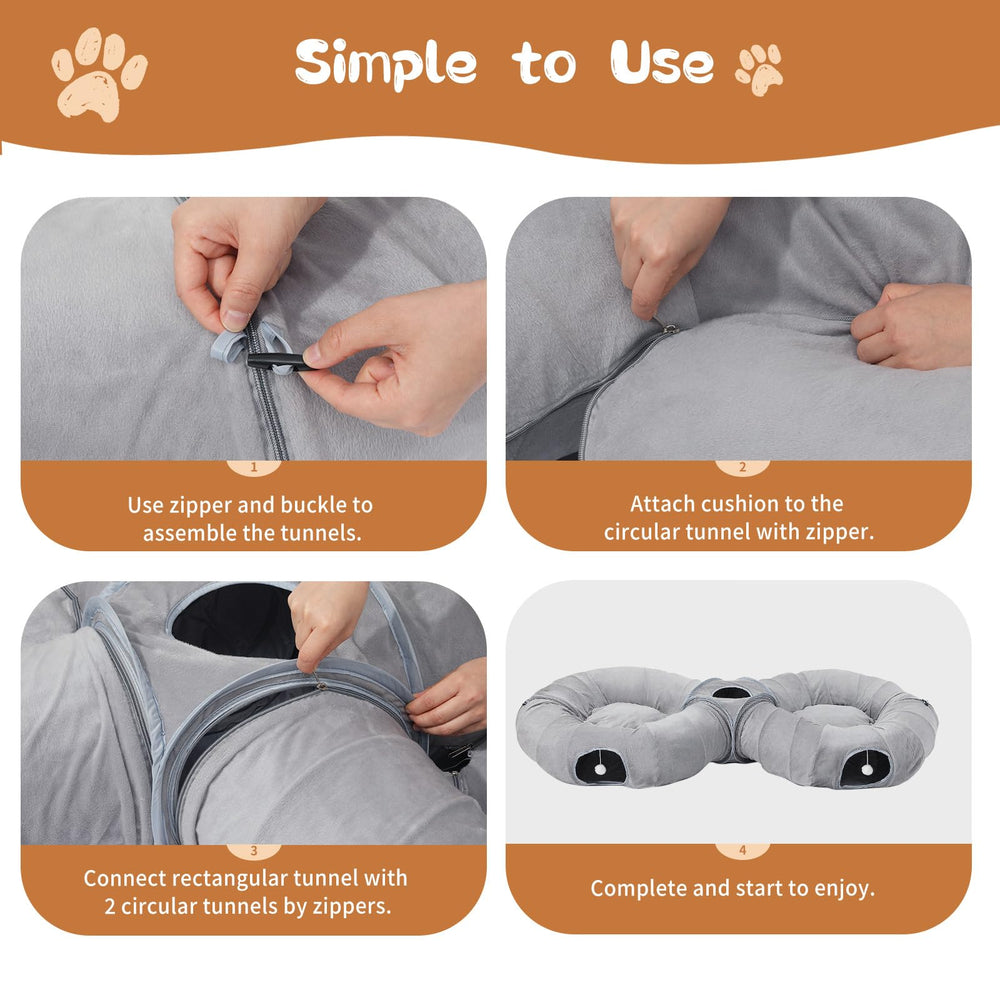 Pawaboo spacious donut tunnel fits multiple small pets for shared play.
