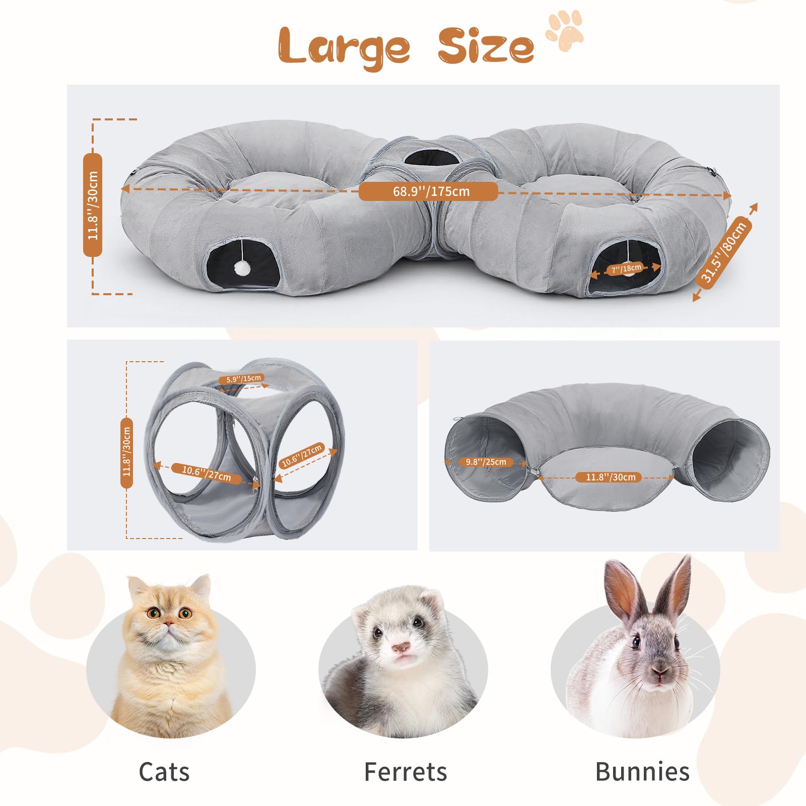 Pawaboo spliced tunnel options circular rectangular for varied layouts.
