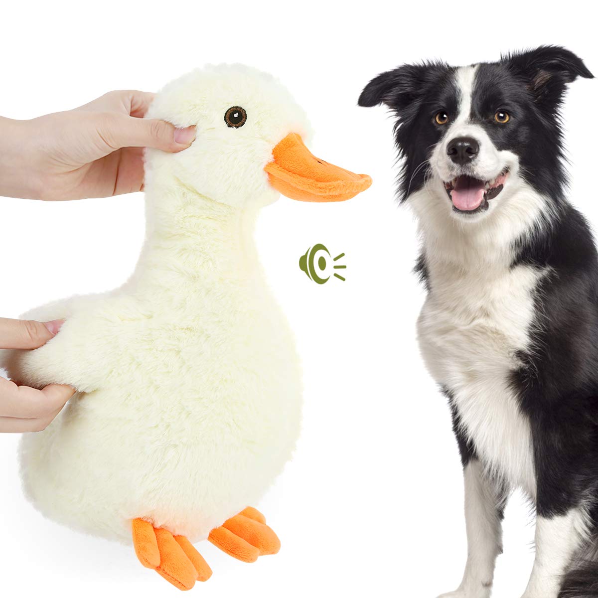 Pawaboo Squeak Plush Duck Dog Toy full 12-inch plush for fetch