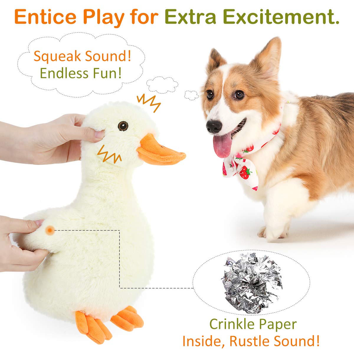 Pawaboo plush duck with soft texture for cuddling and chewing