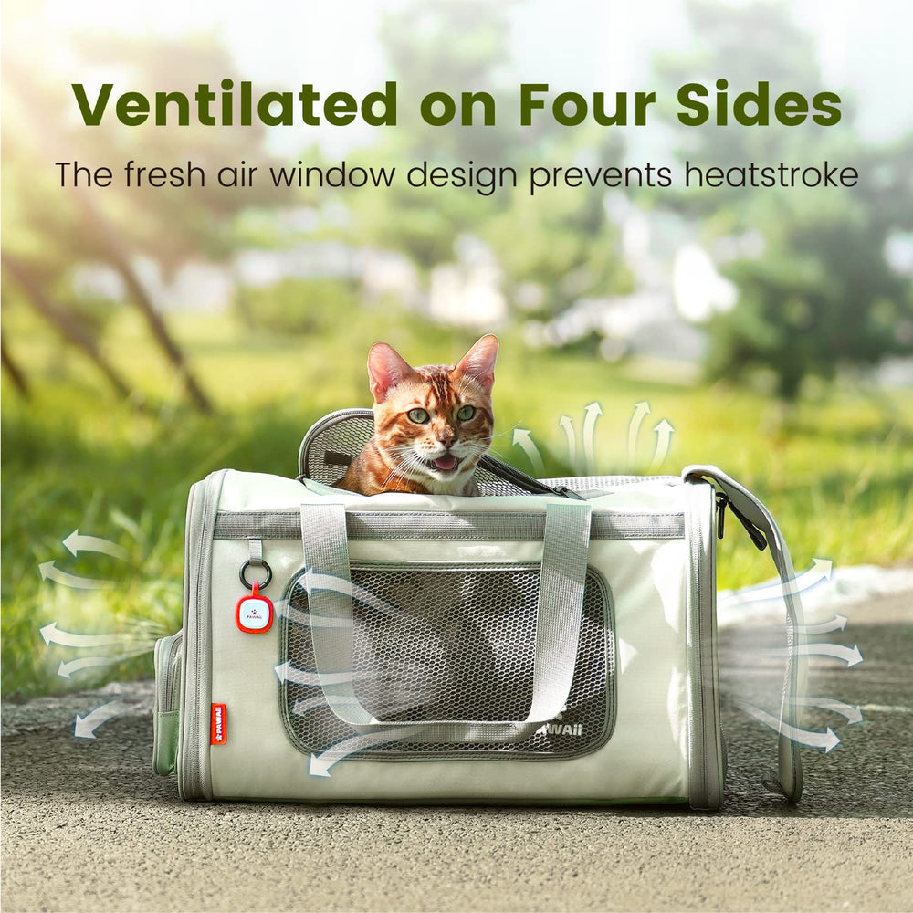 Pawaii cat carrier travel setup illustrates versatile use for airline trips