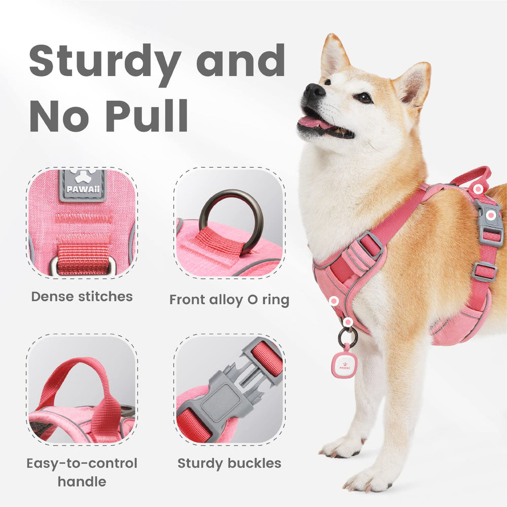 Pawaii dog harness with digital ID tag for easy lost-dog contact