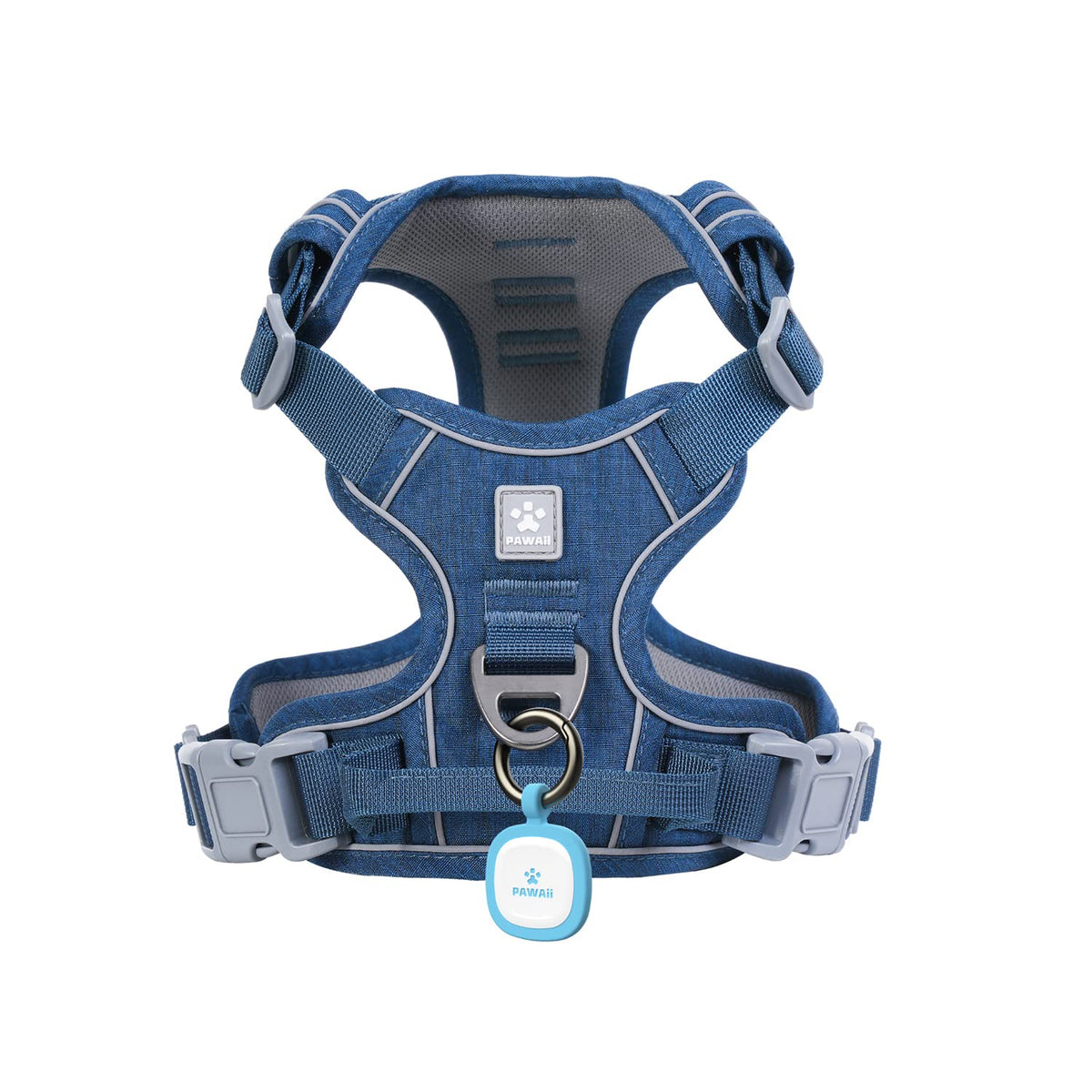 Pawaii No Pull Harness ID tag close-up showing quick registration and safety.