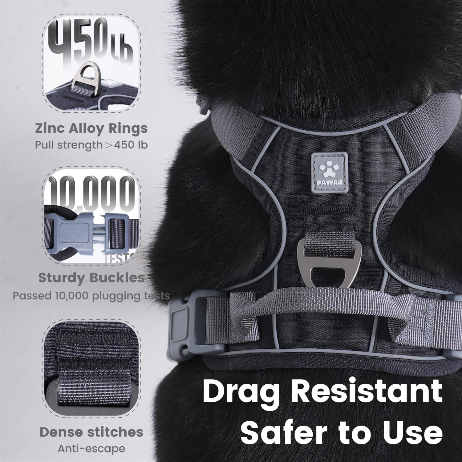 Pawaii No Pull Harness featuring breathable double-padded mesh for comfort.