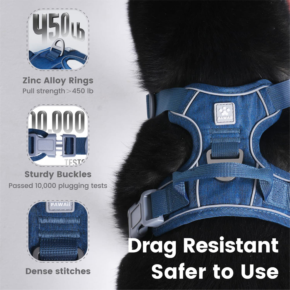 Pawaii no-pull harness front-o-ring-handle enables easy control.