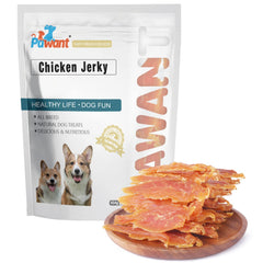 Pawant Chicken Jerky dog treats packaging with a resealable bag for fresh training rewards.