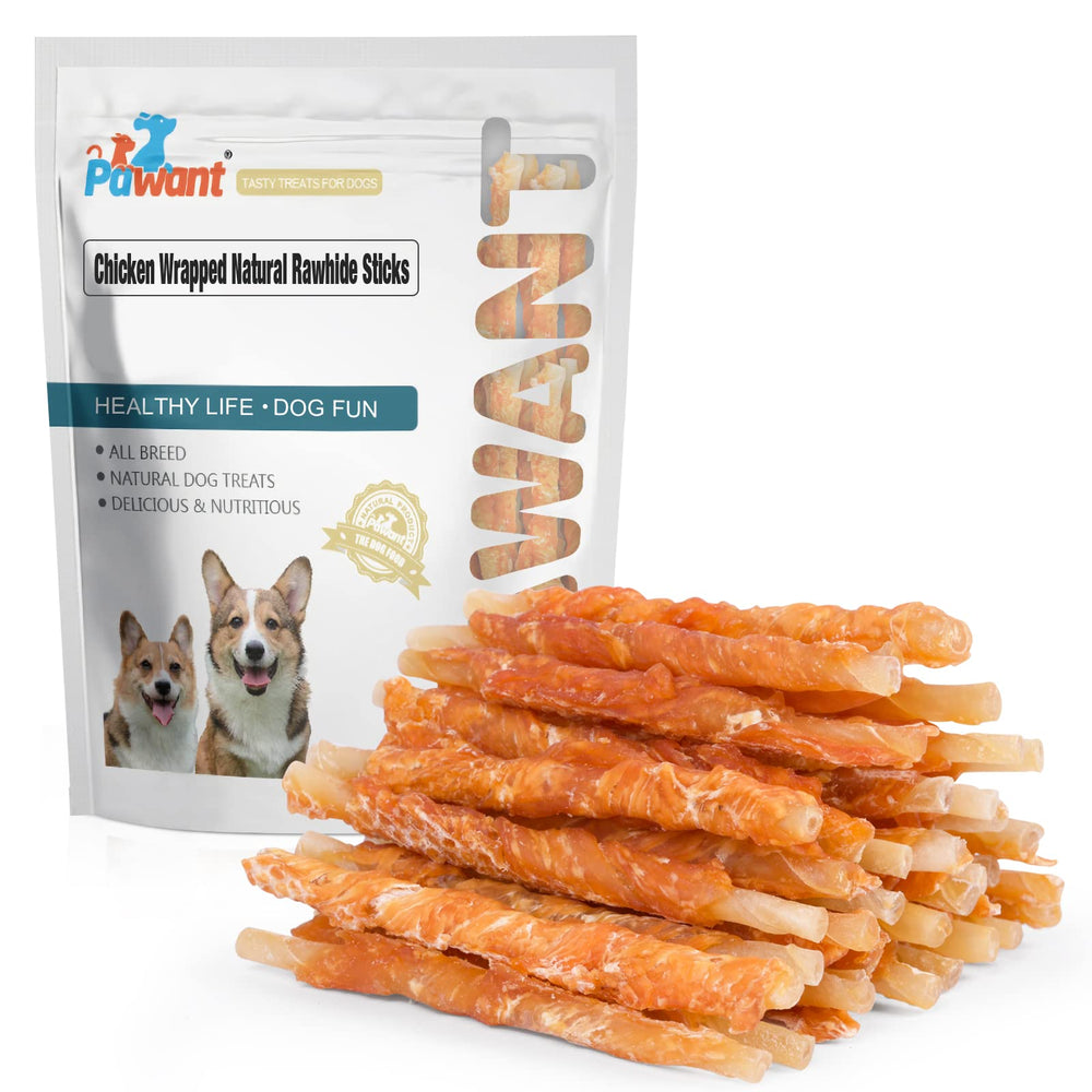 Pawant chicken wrapped rawhide sticks for training rewards and long lasting chew